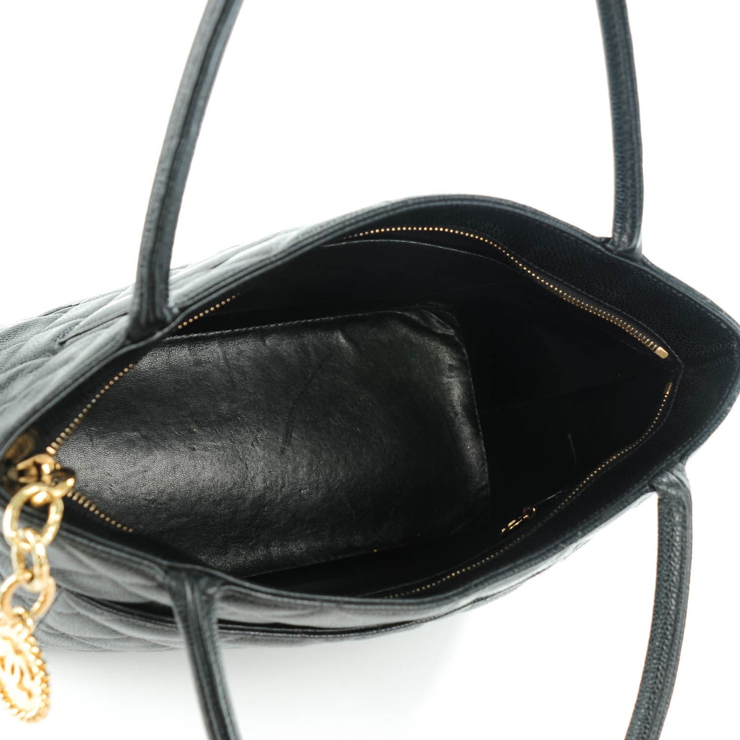 Caviar Quilted Medallion Tote Black