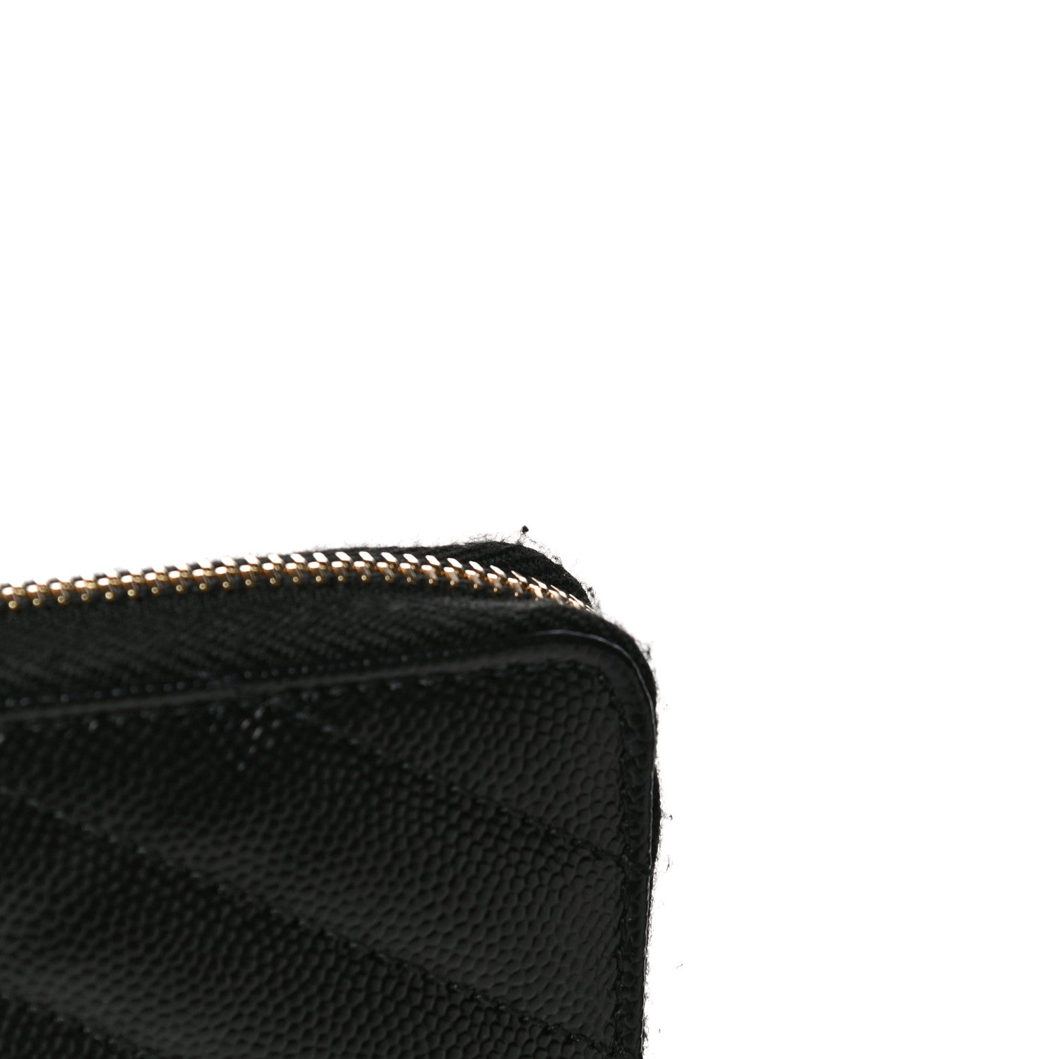 Saint Laurent Grain De Poudre Matelasse Chevron Monogram Compact Zip Around Wallet Black 15 of 21