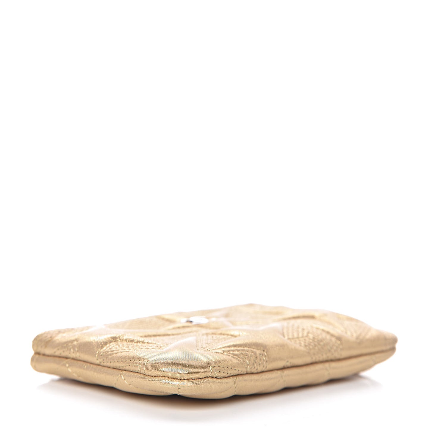 Metallic Lambskin Star Embossed Coin Purse Case Gold