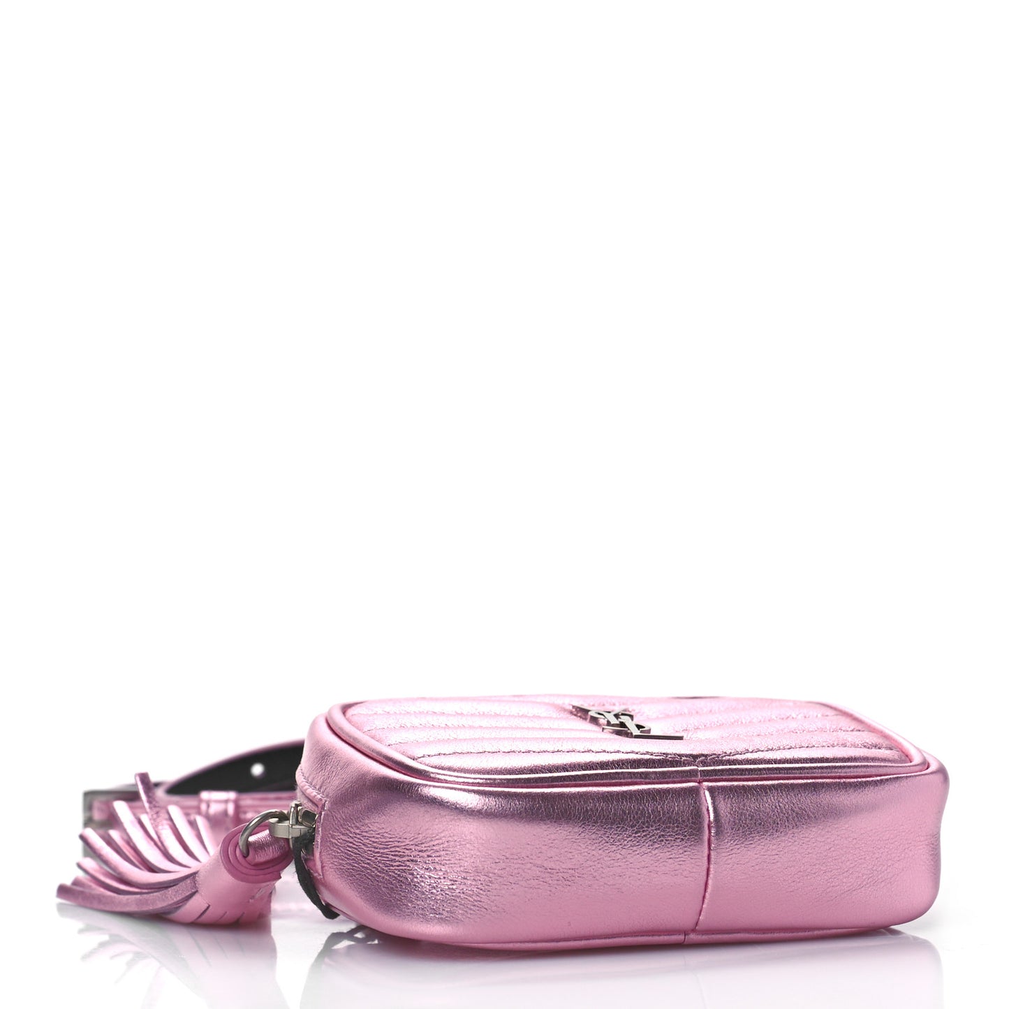 Metallic Calfskin Matelasse Chevron Monogram Baby Lou Camera Bag New Azalea