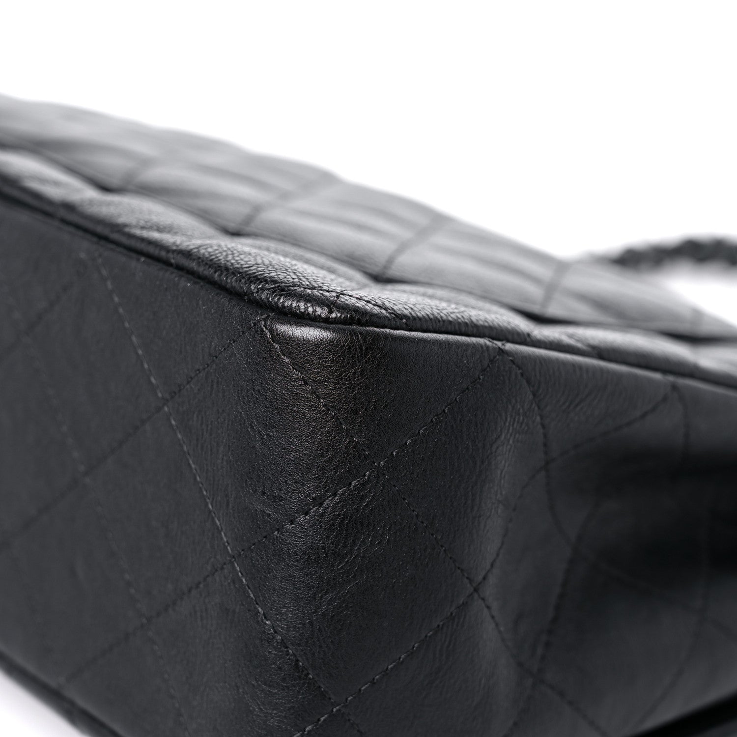 Chanel Crumpled Calfskin Quilted Jumbo Double Flap So Black 11 of 19