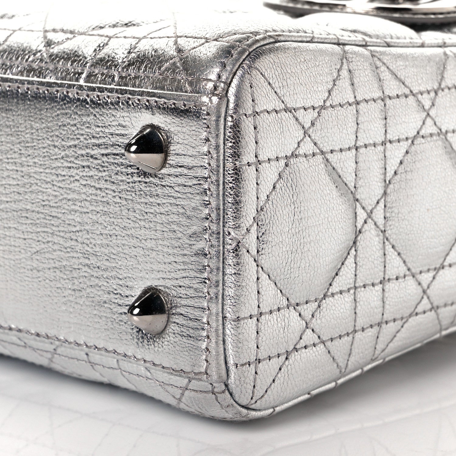 Christian Dior Metallic Grained Calfskin Cannage Small Lucky Badges My Lady Dior Silver 8 of 8