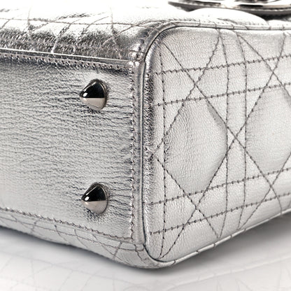 Christian Dior Metallic Grained Calfskin Cannage Small Lucky Badges My Lady Dior Silver 8 of 8