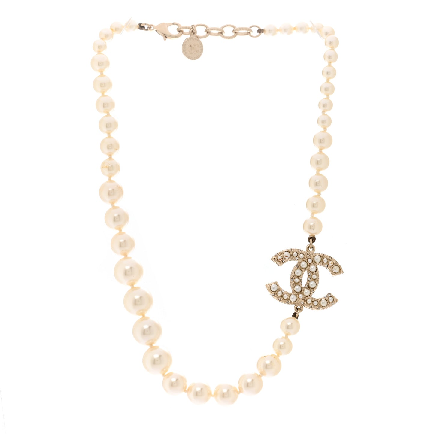 Pearl CC 100th Anniversary Necklace Light Gold
