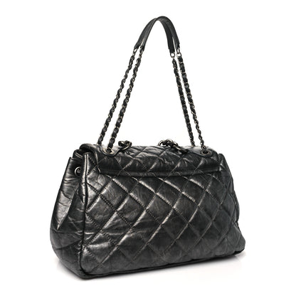 Chanel Metallic Aged Calfskin Quilted Large Pondichery Flap Dark Grey 3 of 10