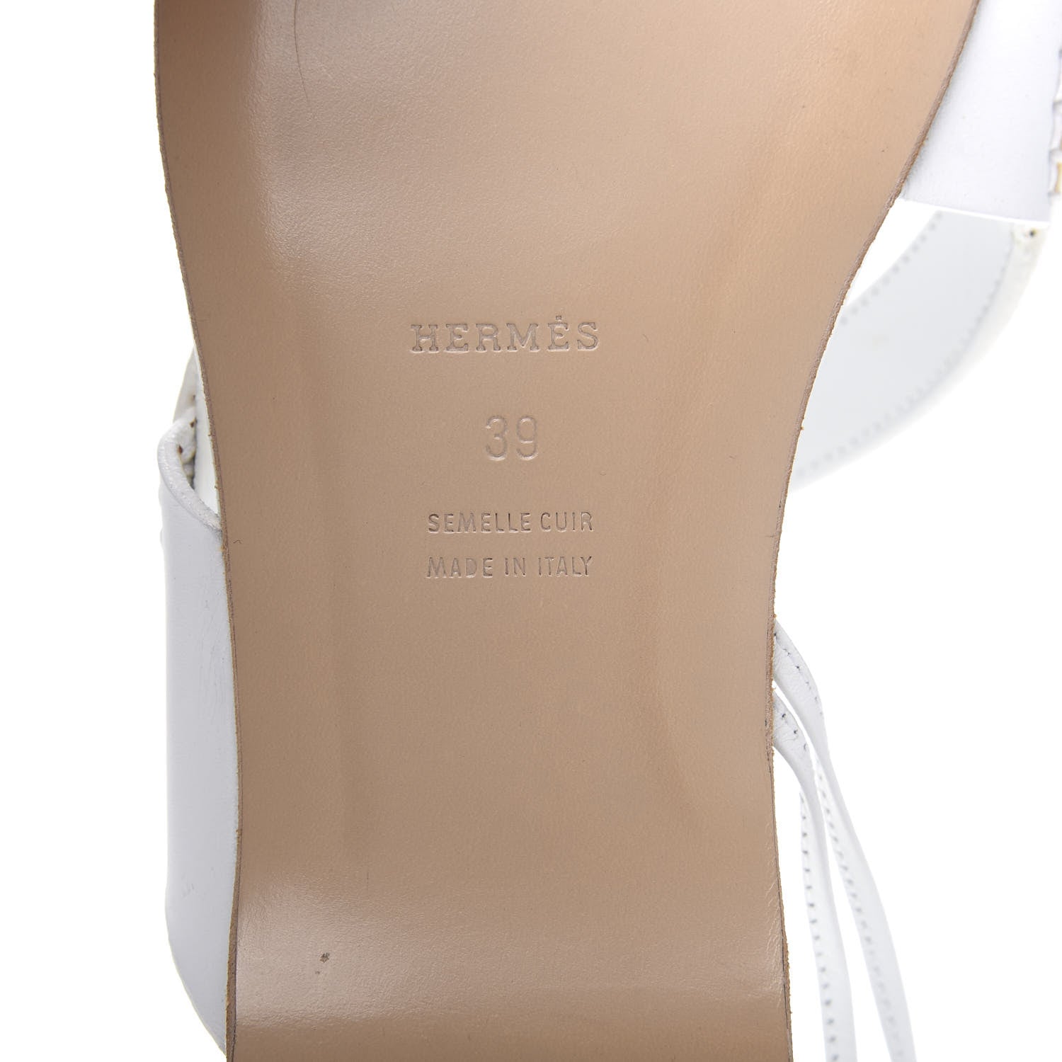 Hermes Calfskin Chaine d'Ancre Lace Up Sandals 39 White 7 of 12
