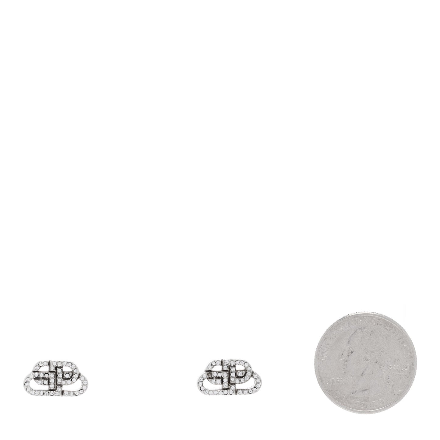 Metal Crystal XS BB Logo Earrings Silver