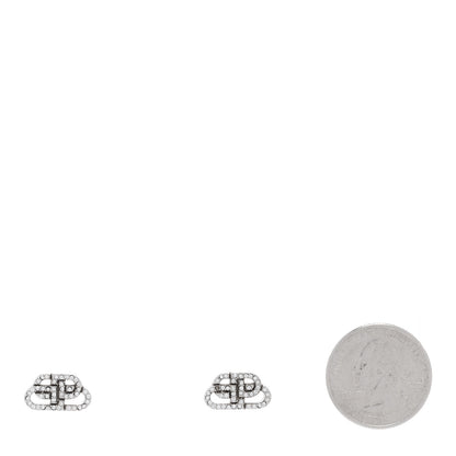 Balenciaga Metal Crystal XS BB Logo Earrings Silver 2 of 4