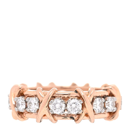 Tiffany 18K Rose Gold Platinum Diamond Schlumberger Sixteen Stone Ring 48 4.5 3 of 6