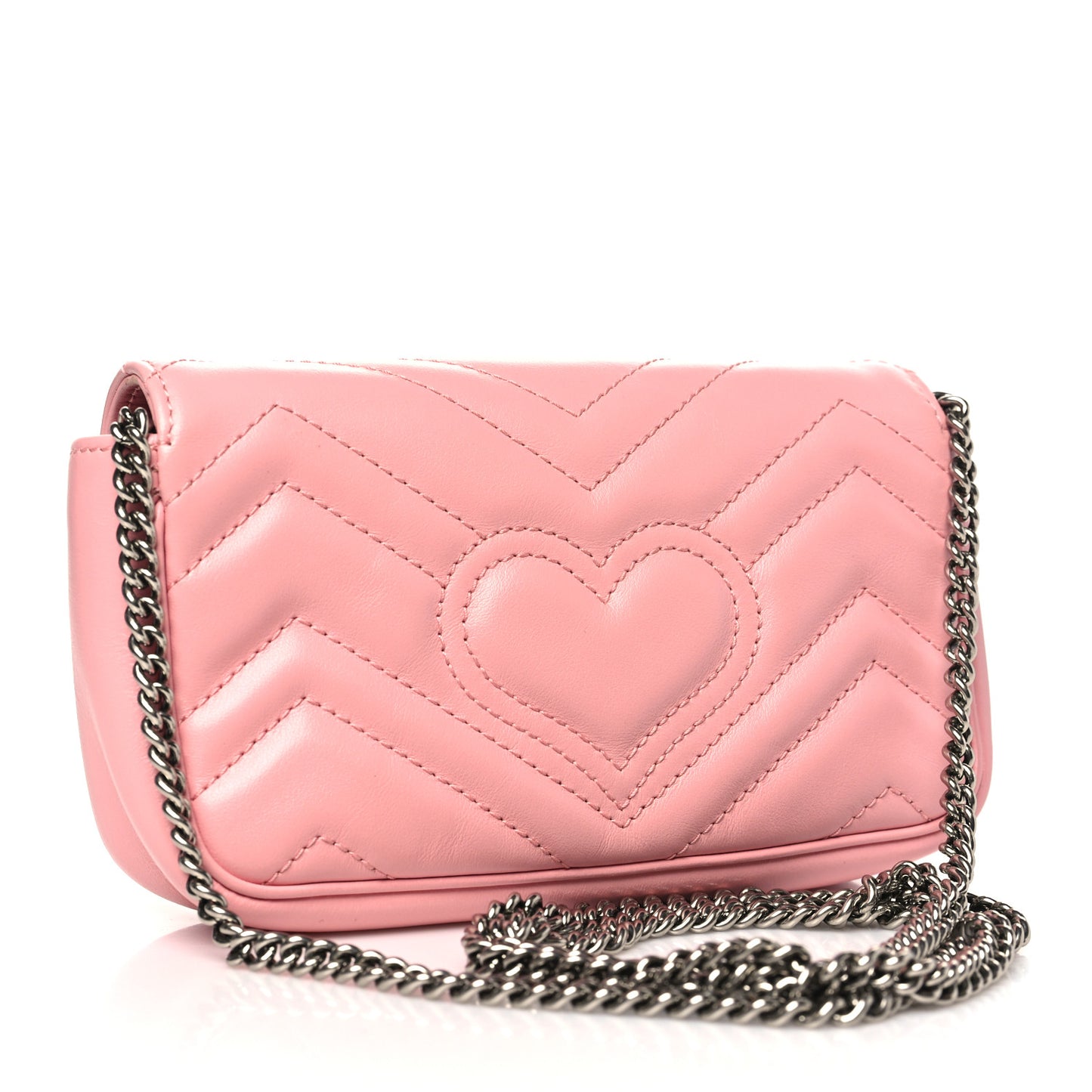 Calfskin Matelasse Super Mini GG Marmont Shoulder Bag Wild Rose