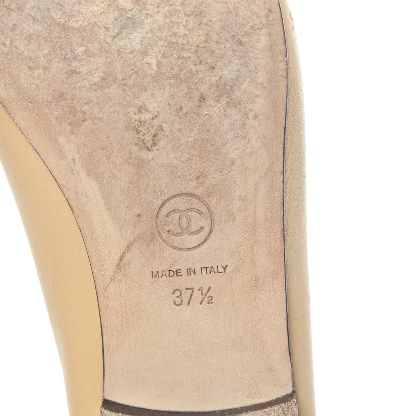 Lambskin Cap Toe CC Ballerina Flats 37.5 Beige Black