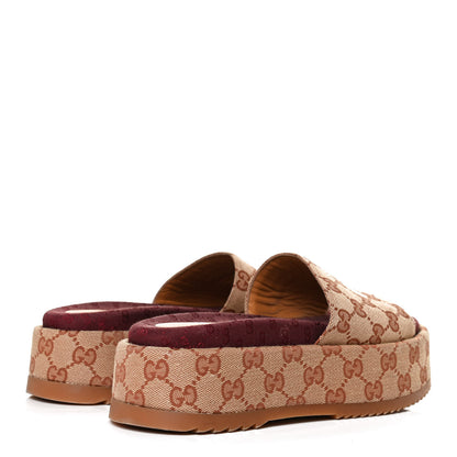 Gucci Canvas GG Monogram Angelina Platform Slide Sandals 36.5 Beige Ruggine 4 of 14