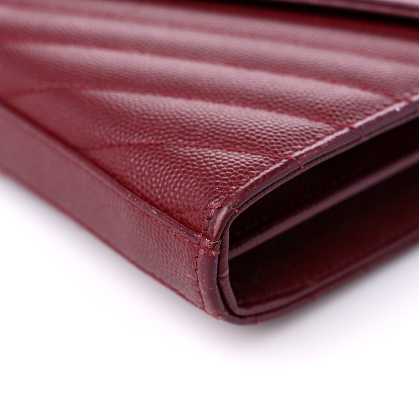 Grain De Poudre Matelasse Chevron Monogram Chain Wallet Palissandre
