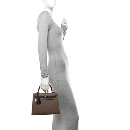 Hermes Epsom Tri-Color Kelly Sellier 25 Ecorce Etoupe Black 2 of 12