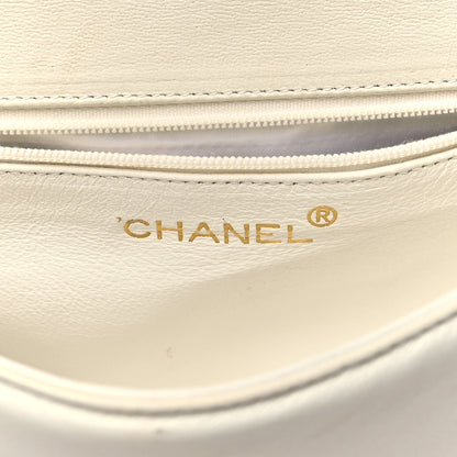 Chanel Lambskin Quilted CC Flap Bag White Black 6 of 12