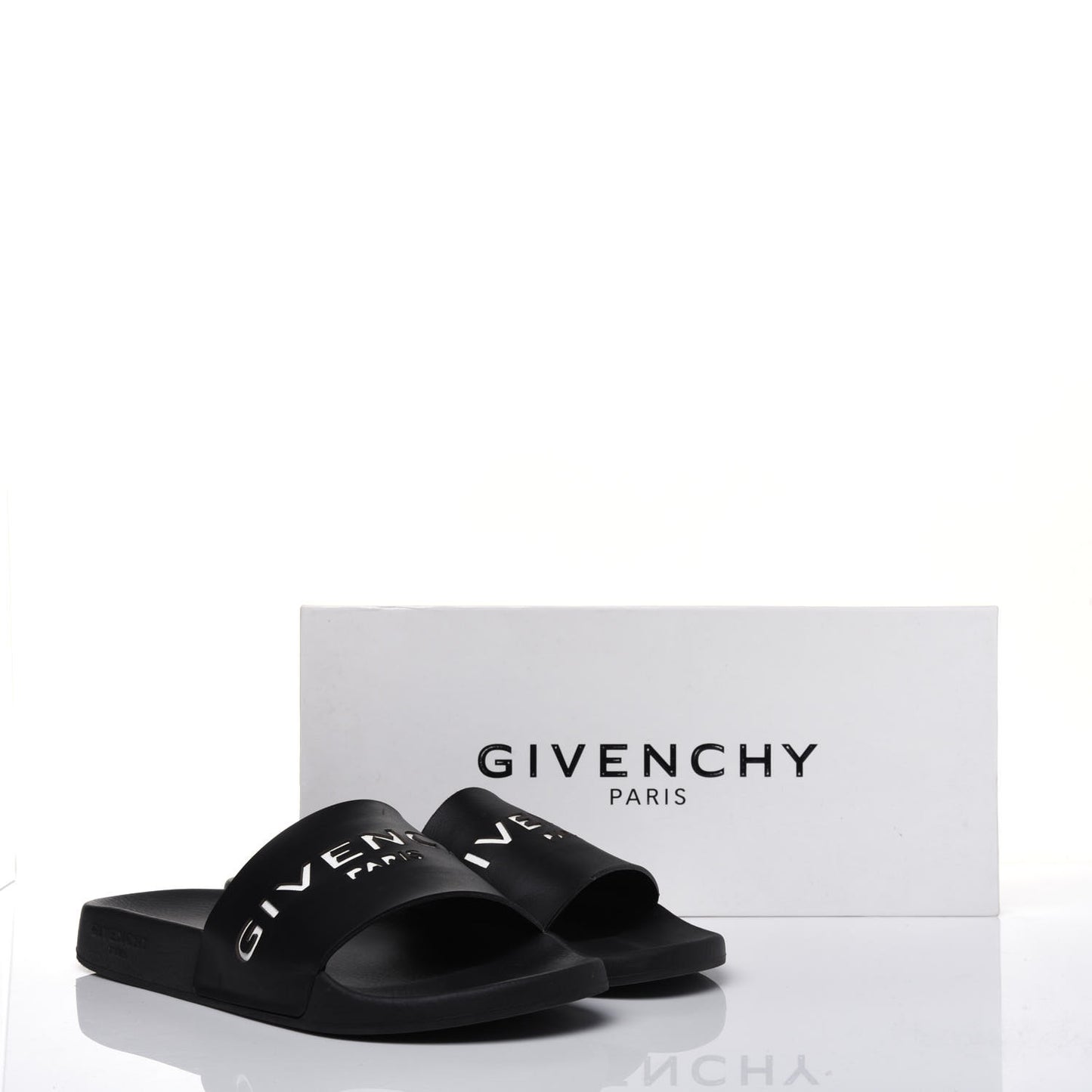 Rubber Logo Pool Slide Sandals 41 Black