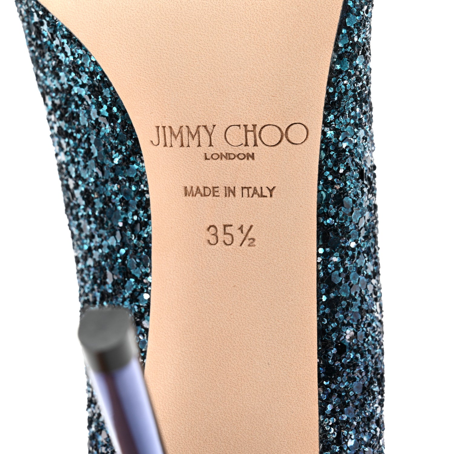 Jimmy Choo Coarse Glitter Degrade Pointy Toe Romy 100 Pumps 35.5 Peacock Navy 5 of 8