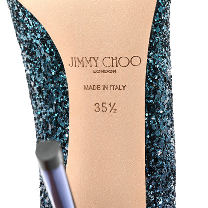 Jimmy Choo Coarse Glitter Degrade Pointy Toe Romy 100 Pumps 35.5 Peacock Navy 5 of 8