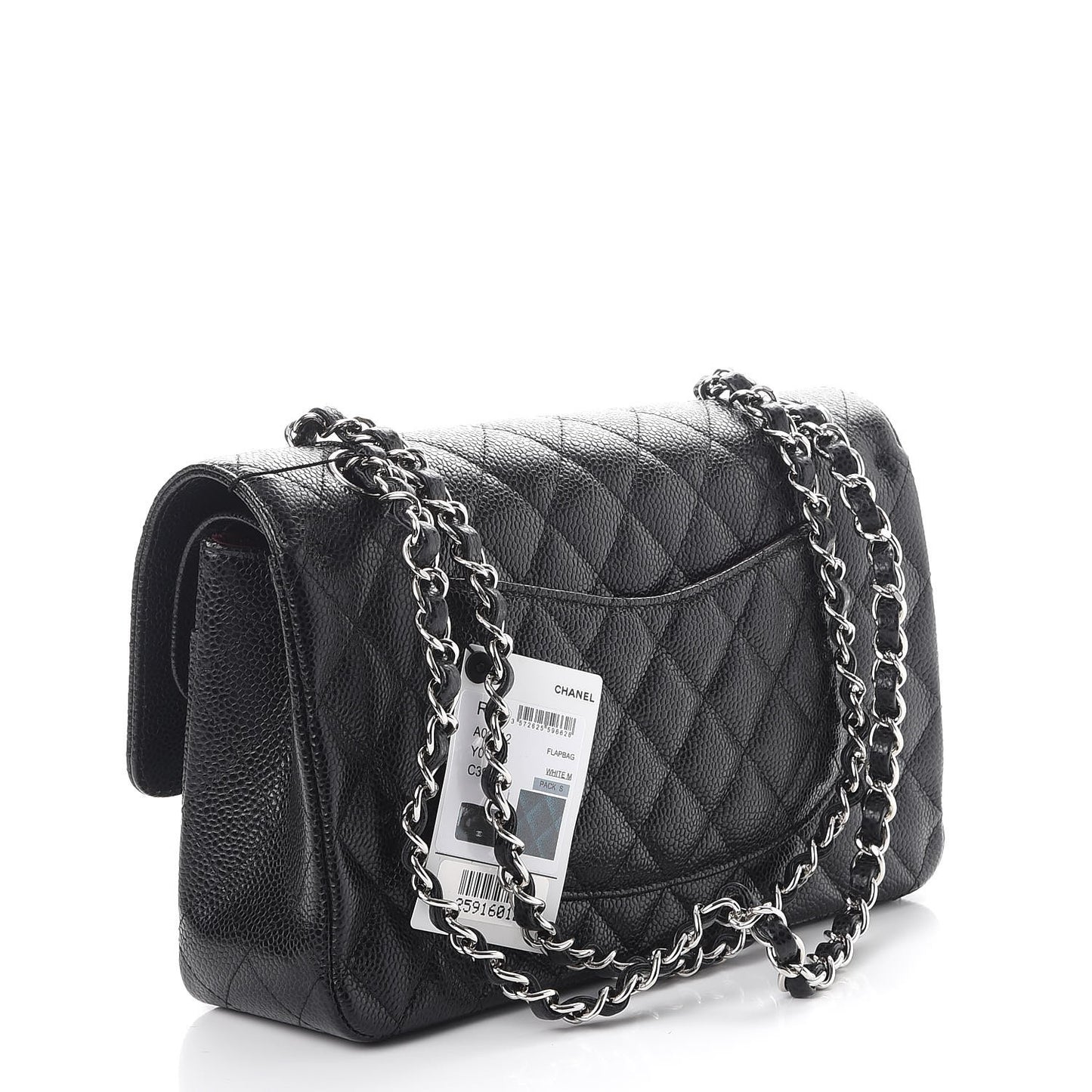 Caviar Quilted Medium Double Flap Black
