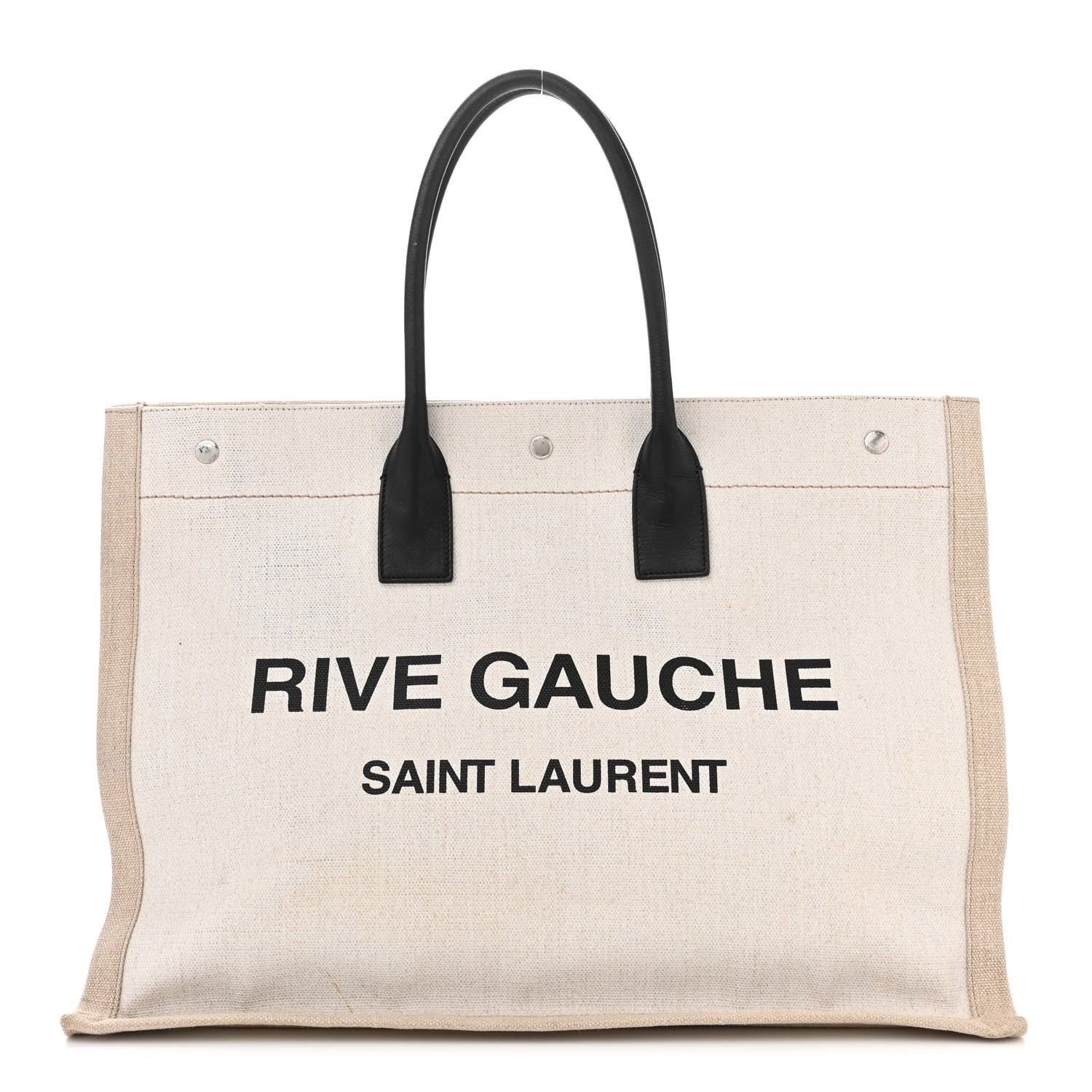 Saint Laurent Linen Calfskin Rive Gauche Tote Optic White 1 of 16