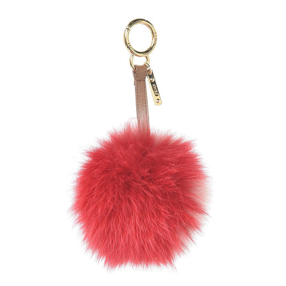 Fendi Fox Fur Pom Pom Bag Charm Red Pink 1 of 2