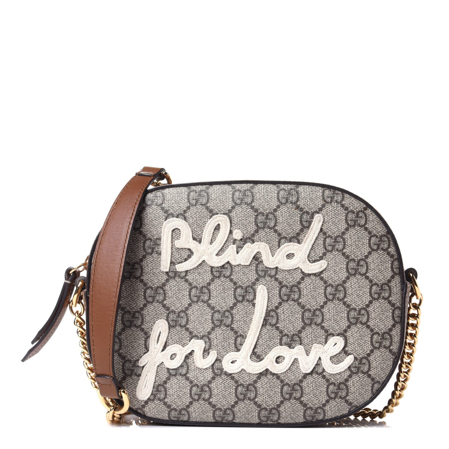 Gucci GG Supreme Monogram Blind For Love Embroidered Mini Chain Shoulder Bag Beige Tuscany 1 of 3