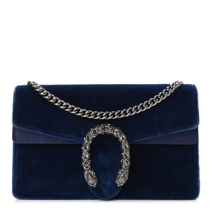 Gucci Velvet Super Mini Dionysus Shoulder Bag Cobalt 1 of 8
