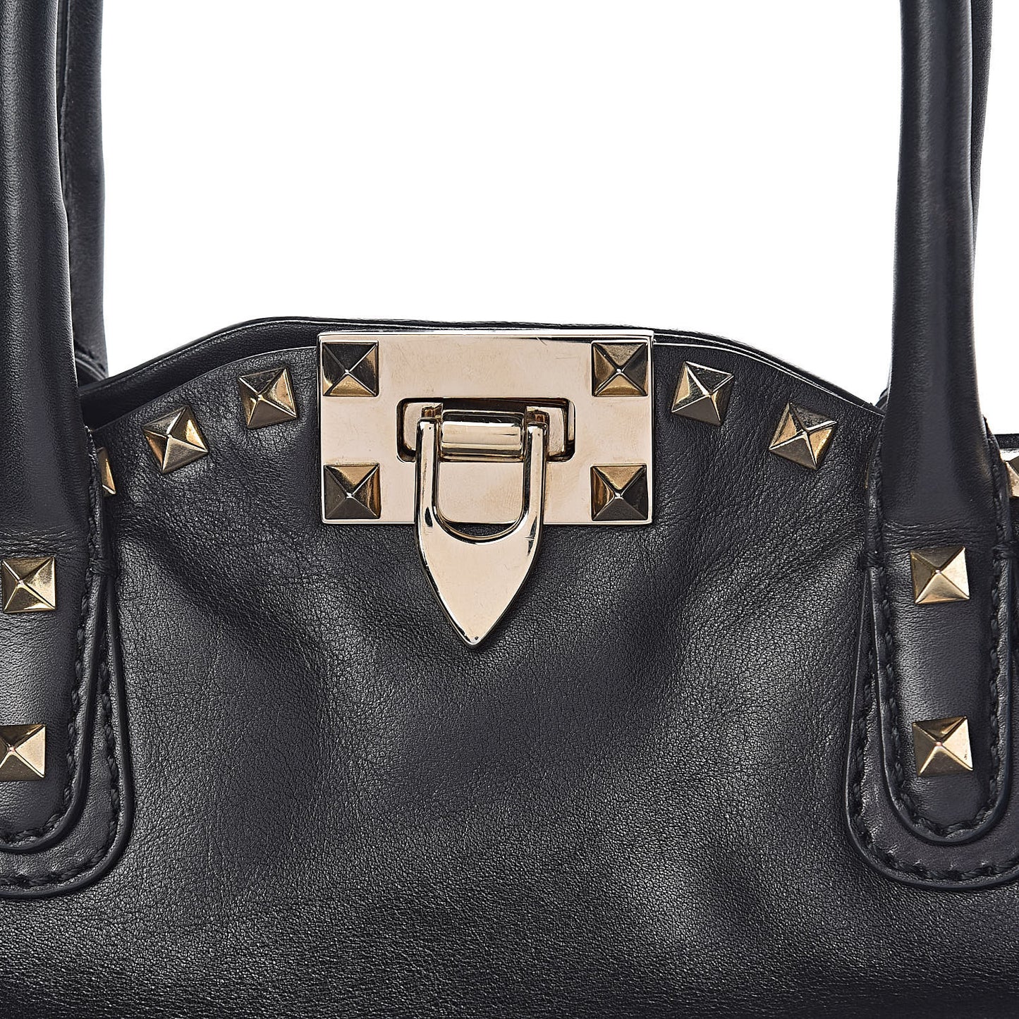 Vitello Rockstud Dome Satchel Black