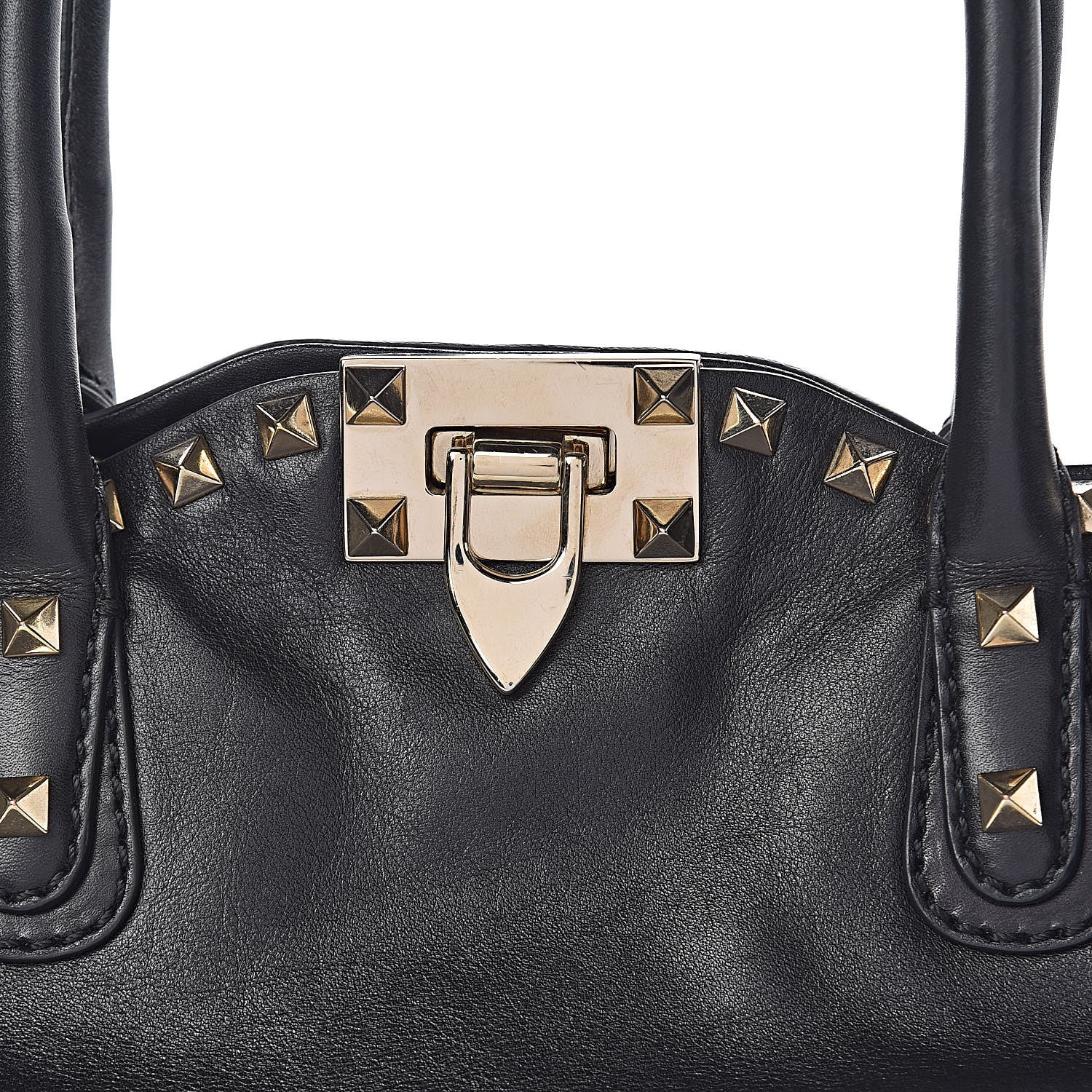 Valentino Garavani Vitello Rockstud Dome Satchel Black 9 of 10