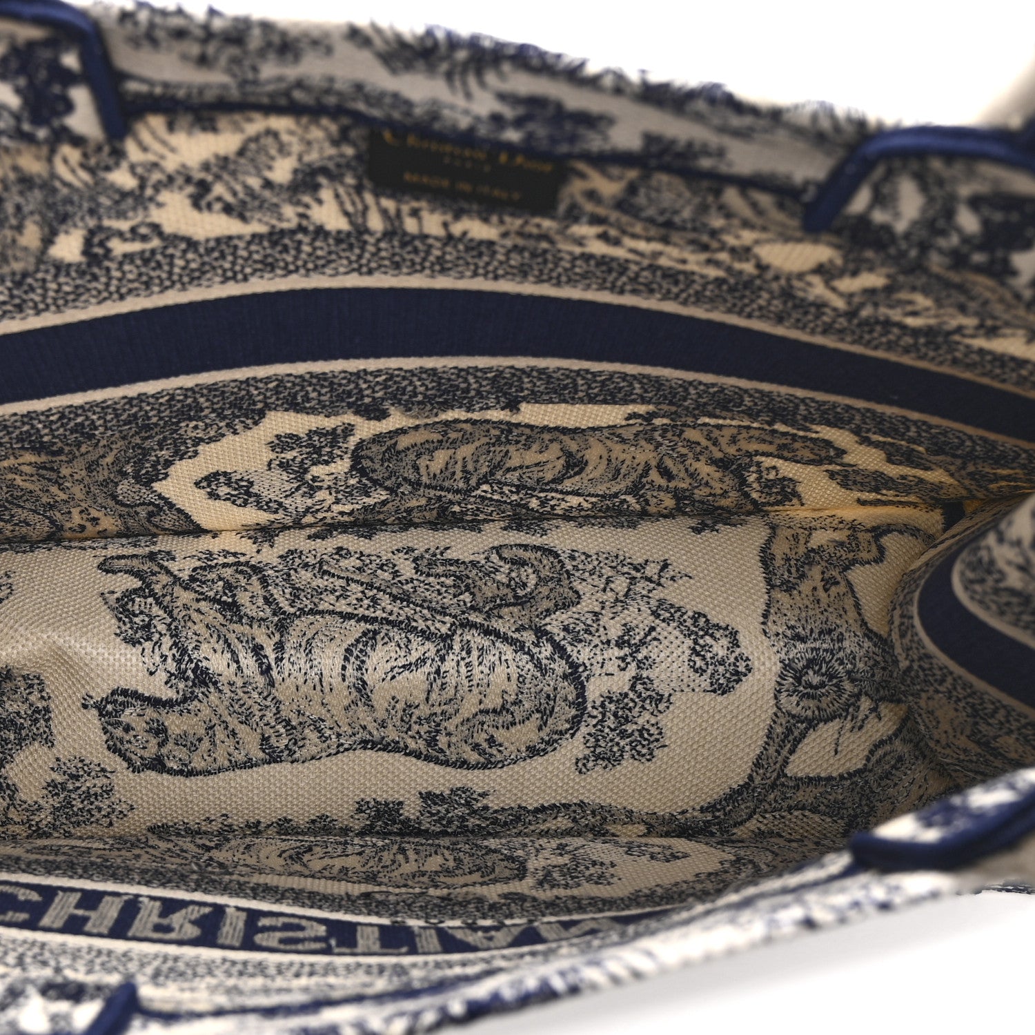 Christian Dior Canvas Embroidered Medium Dioriviera Toile De Jouy Book Tote Blue 5 of 11