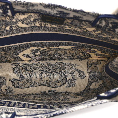 Christian Dior Canvas Embroidered Medium Dioriviera Toile De Jouy Book Tote Blue 5 of 11