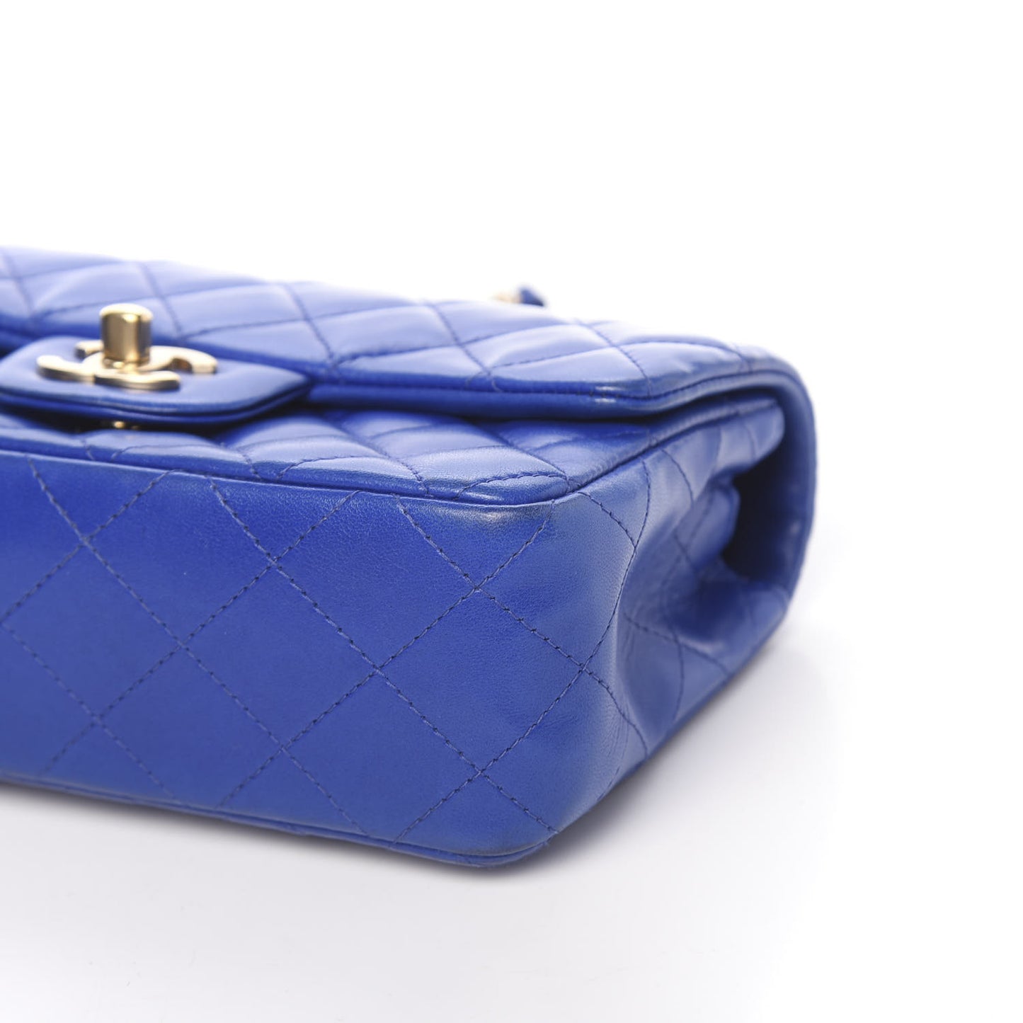 Lambskin Quilted Mini Rectangular Flap Blue