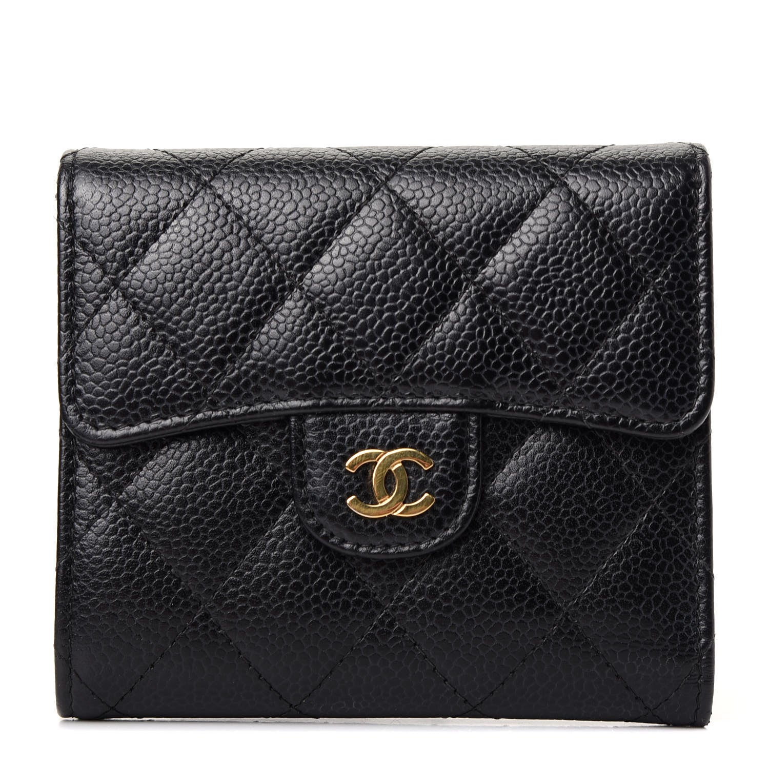 Chanel Caviar Quilted Compact Flap Wallet Black 1 of 8