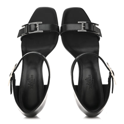 Hermes Chevre Judy 70 Sandals 38 Black 2 of 10