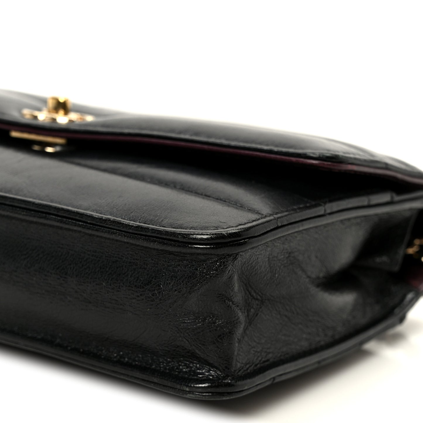 Lambskin Chevron Quilted Wallet On Chain WOC Black