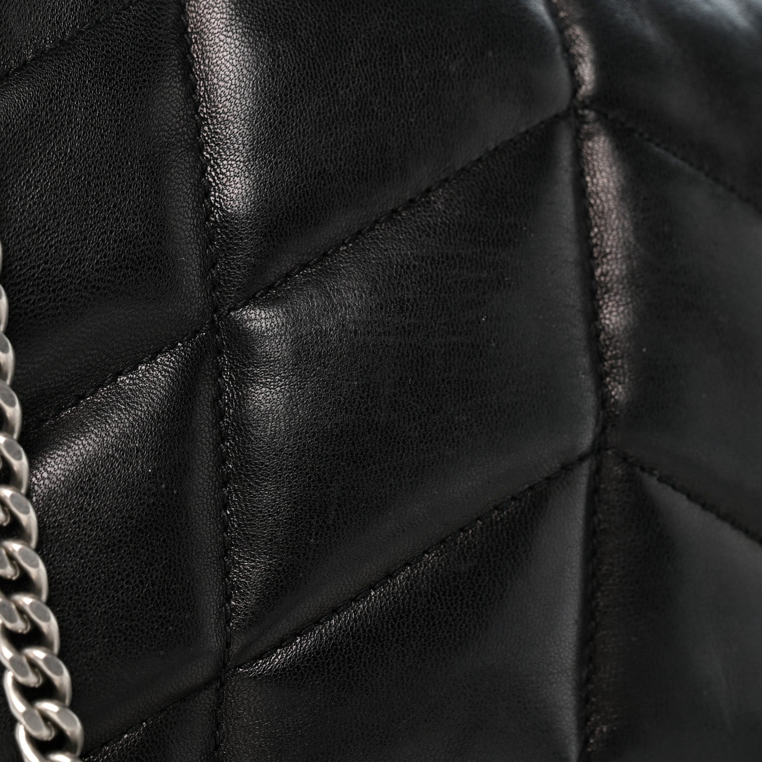 Saint Laurent Lambskin Quilted Toy Loulou Puffer Monogram Chain Satchel Black 11 of 13