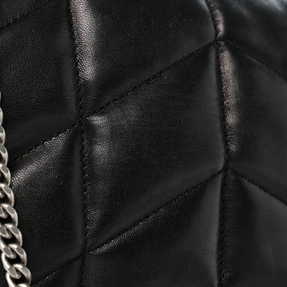 Saint Laurent Lambskin Quilted Toy Loulou Puffer Monogram Chain Satchel Black 11 of 13