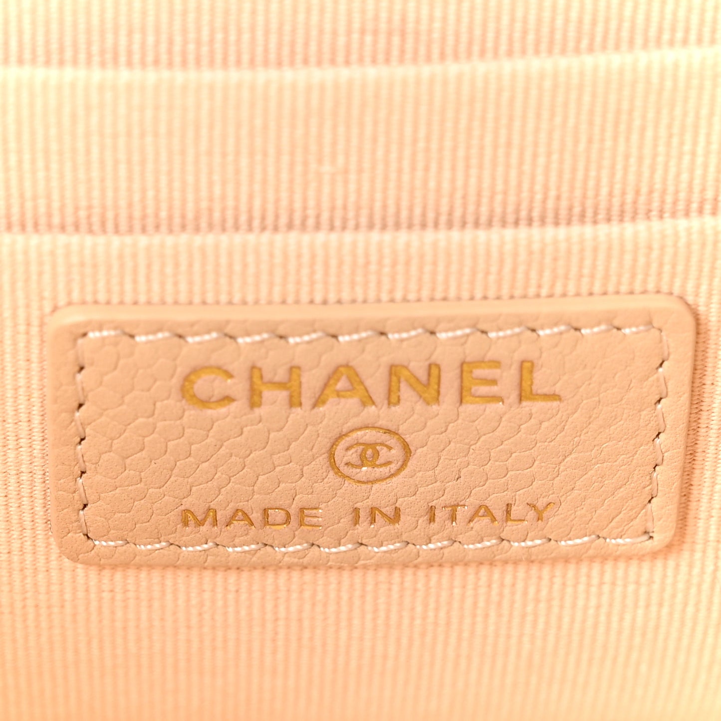 Caviar Quilted Small Tiny CC Vanity Case With Chain Beige