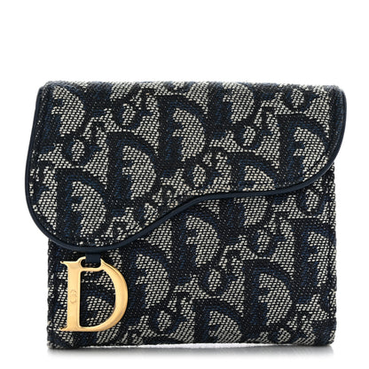 Christian Dior Monogram Compact Saddle Wallet Blue 1 of 10