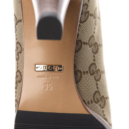 Gucci Monogram Malaga Kid Lisa Mid Heel Boots 35 Beige Ebony 6 of 6