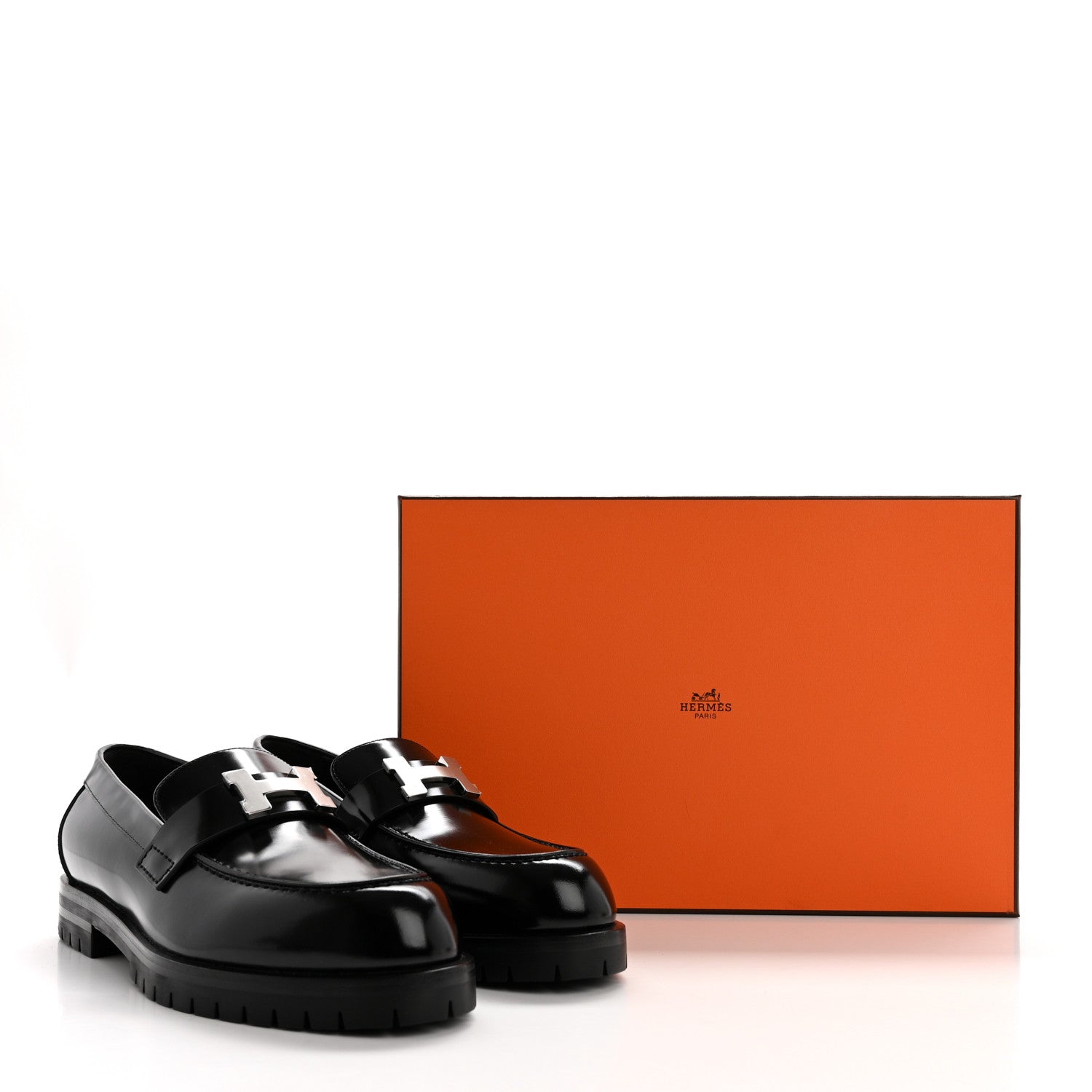 Hermes Calfskin Womens Faubourg Loafers 36 Black 8 of 8