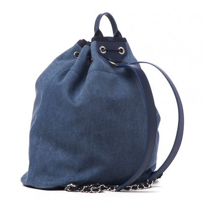 Chanel Canvas Sequin Large Deauville Backpack Navy 2 of 10
