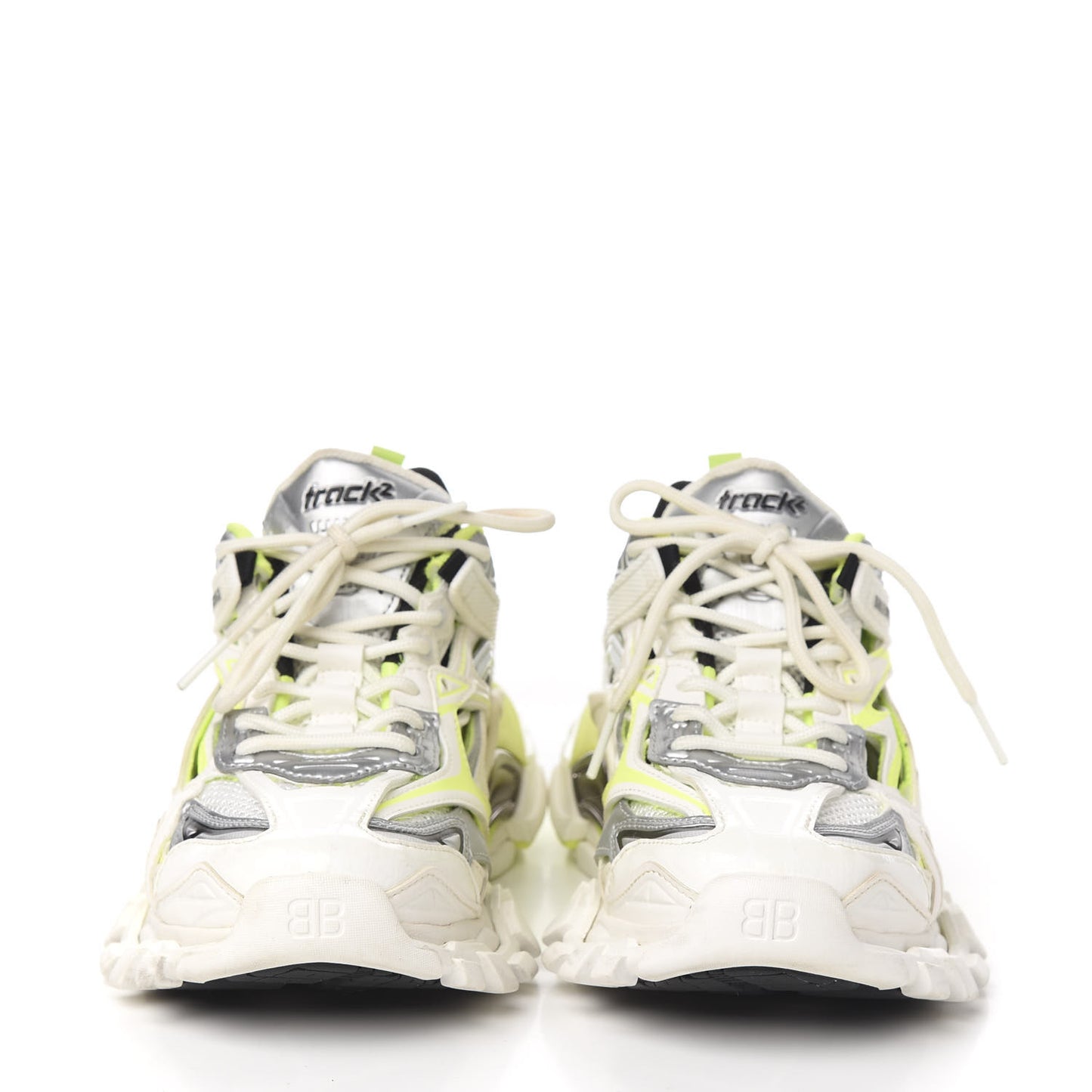 Rubber Mesh Bi-Color Womens Track.2 Open Sneakers 37 White Fluo Yellow