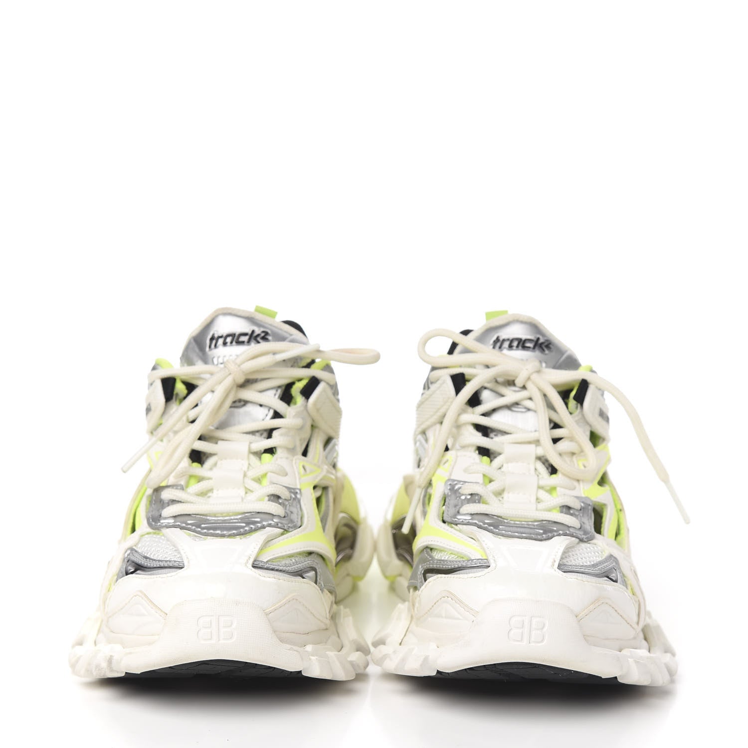 Balenciaga Rubber Mesh Bi-Color Womens Track.2 Open Sneakers 37 White Fluo Yellow 2 of 9