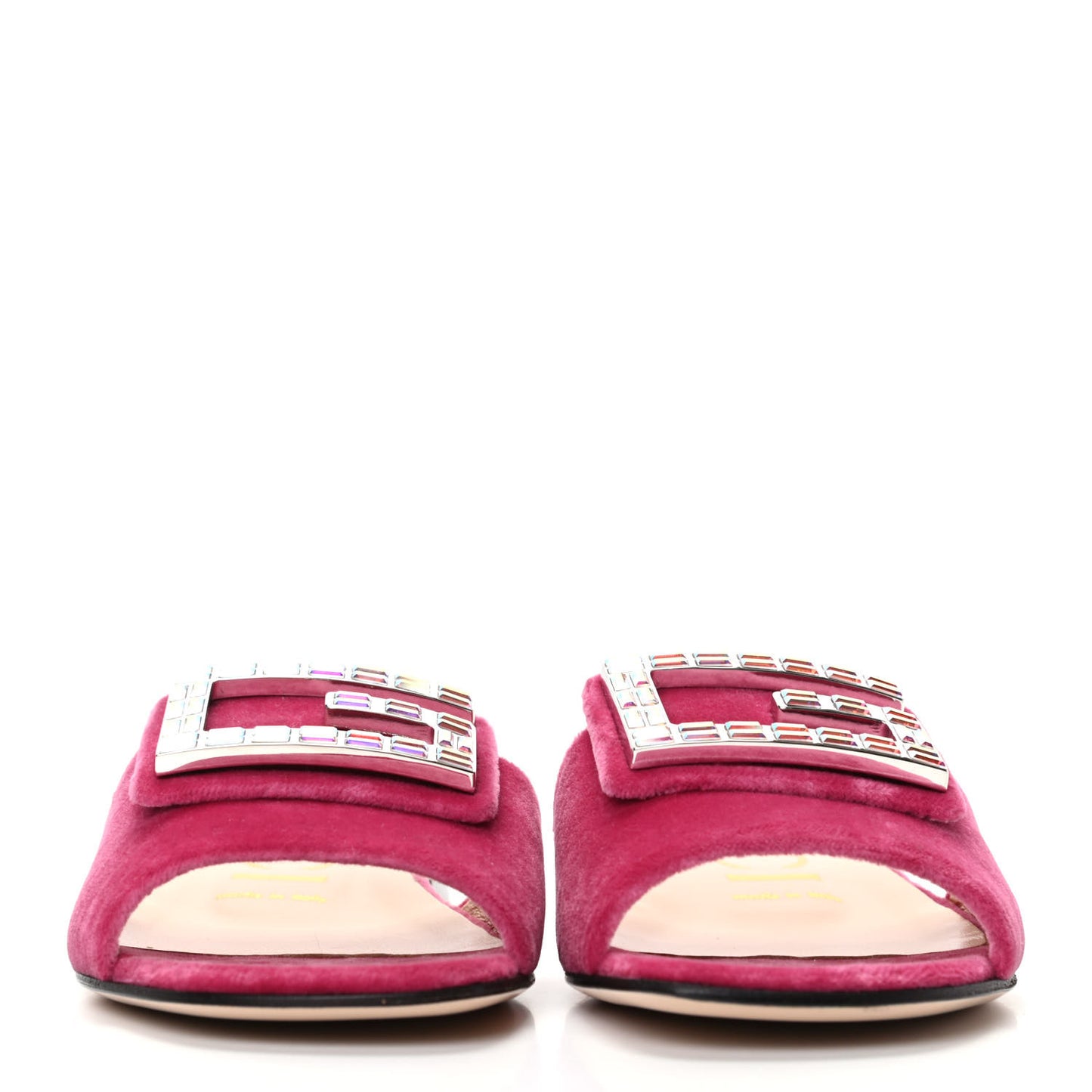 Velvet Crystal Square G Madelyn Slide Sandals 35.5 Light Raspberry Rose