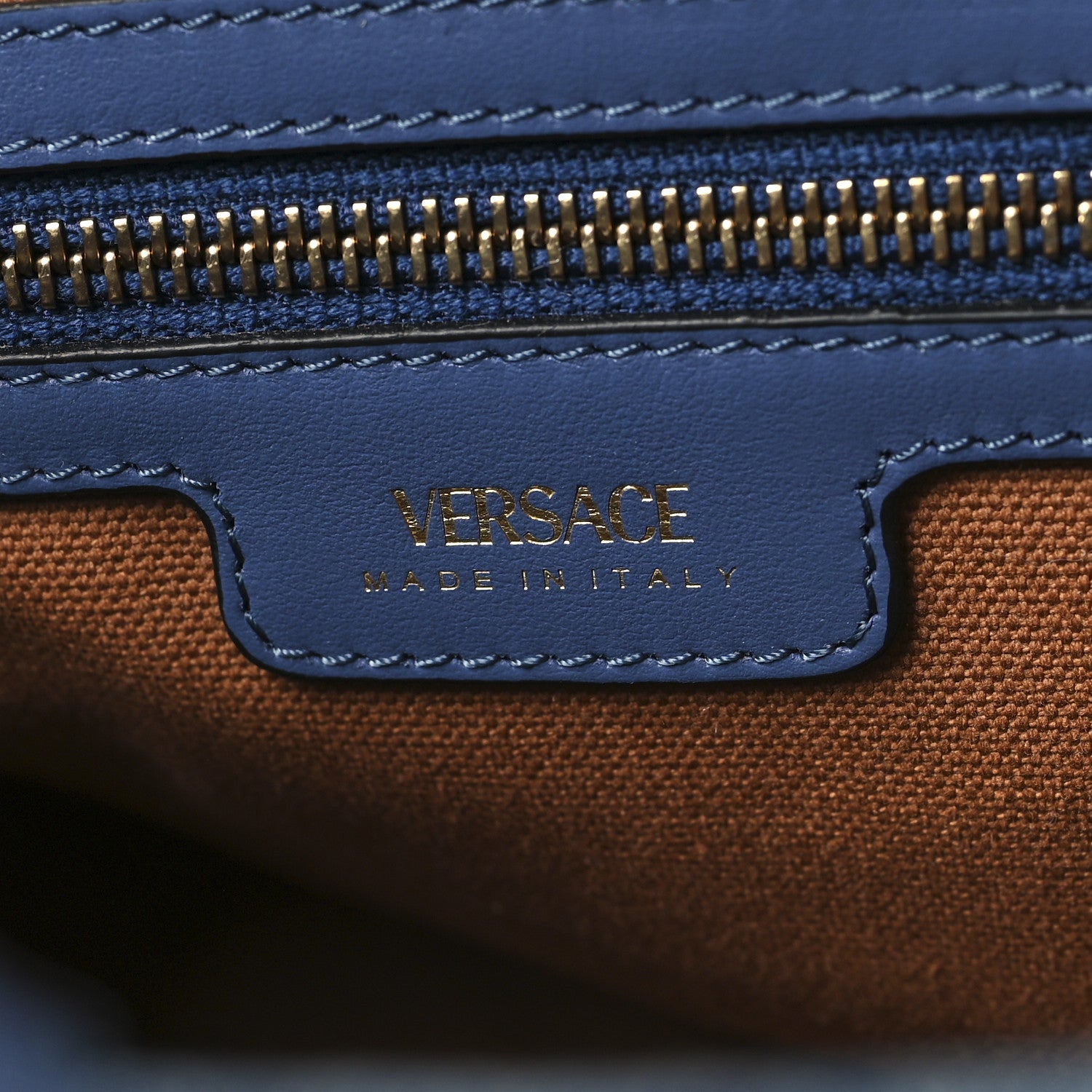Versace Denim Calfskin Barocco La Medusa Small Tote Bag Blue 6 of 9