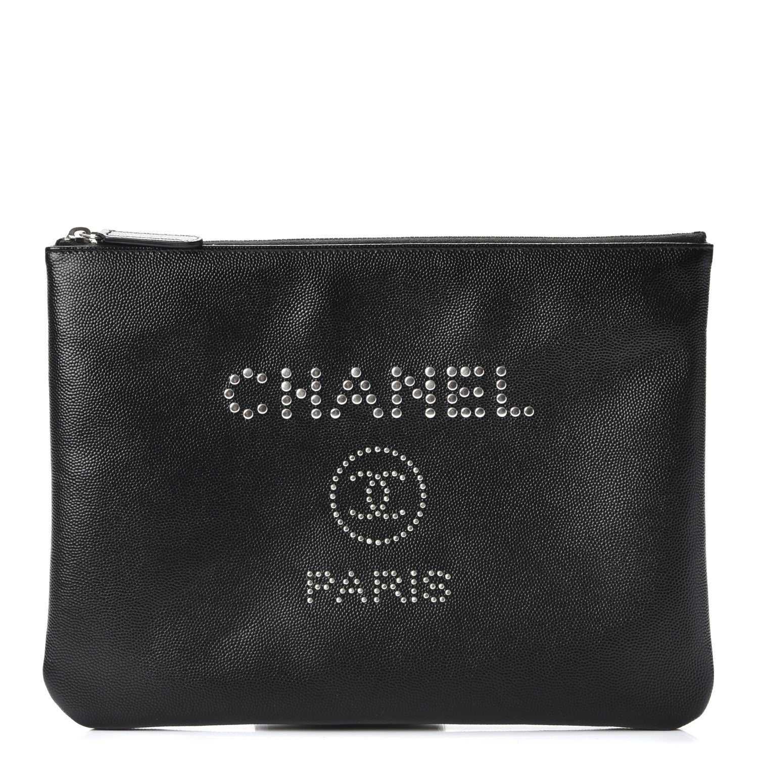 Chanel Caviar Studded Medium Deauville Pouch Black 1 of 10