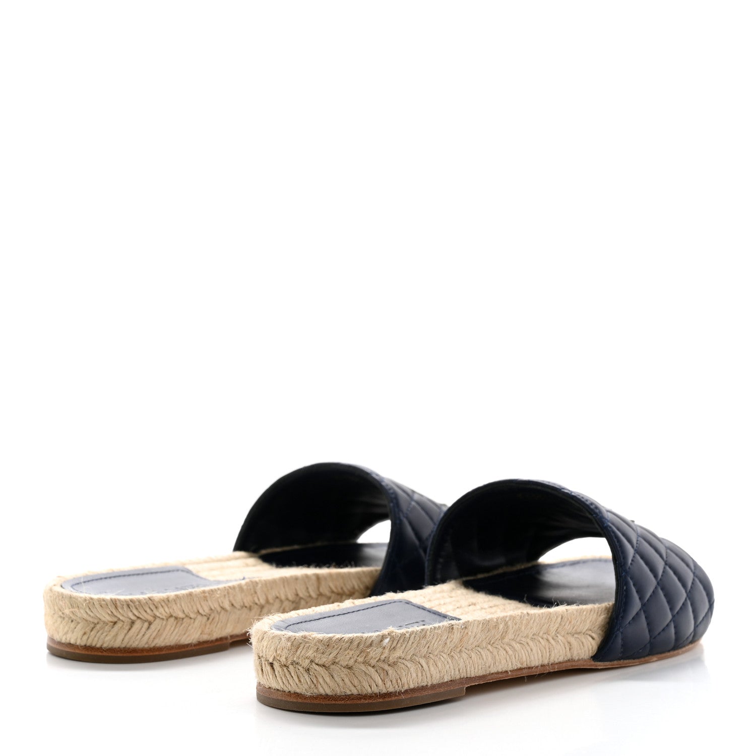 Chanel Lambskin Quilted CC Espadrille Slip On Sandals 39 Navy 4 of 8