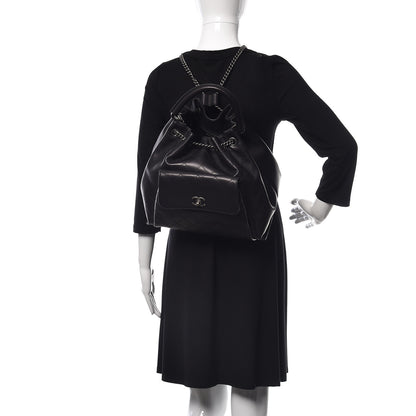 Chanel Calfskin Stitched Large Urban Luxury Drawstring Backpack Black 3 of 12