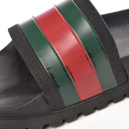 Gucci Rubber Web Mens Lug Sole Slide Sandals 5 Black Green Red 11 of 16